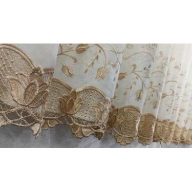 Imagem de Cortina Para Varão De Voil Linho Bordado Com Forro Microfibra 3,00x2,1