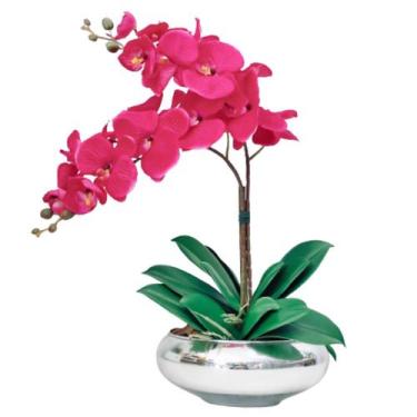 Imagem de Arranjo E Vaso Espelhado Prata 2 Flores de Orquídeas Pink - La Caza St