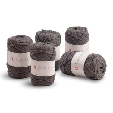 Imagem de Conjunto de 5 novelos Hamanaka Amerry, peso médio, 70% lã merino da Nova Zelândia, 30% mistura acrílica, fio macio e fácil de tricotar para tricô e crochê, feito no Japão (Col. 30)
