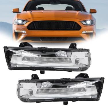 Imagem de YEQSHNG Farol de neblina com lente e sequencial, compatível com 2018-2023 Ford Mustang GT/Bullitt/Premium lado esquerdo e lado direito LED DRL substituição de faróis de neblina JR3Z13201A FO2520198