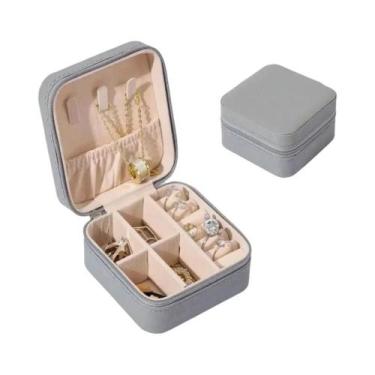 Imagem de Caixa Organizadora De Joias Mini Portátil De Couro Para Viagem Para Br
