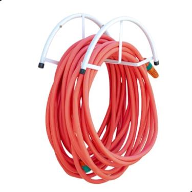 Imagem de Suporte de Mangueira Jardim Organizador Enrrolador Fixo de Parede (Branco)