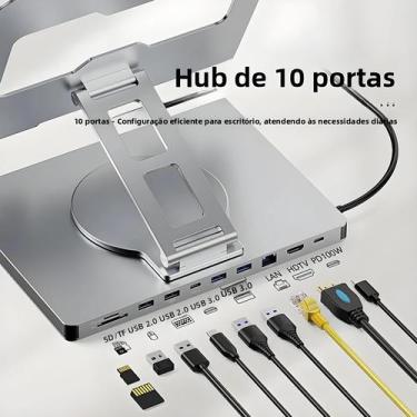 Imagem de Estação De Acoplamento Blueendless De Alumínio 10 Em 1 Hub USB C Adapt