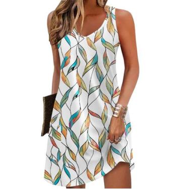 Imagem de Vestido de verão Zeagoo 2025 solto com decote em V sem mangas e bolsos