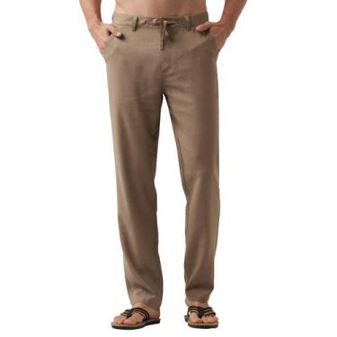 Imagem de Calças Willit Linen, vestido casual masculino, com cordão, 33 L x 32 L