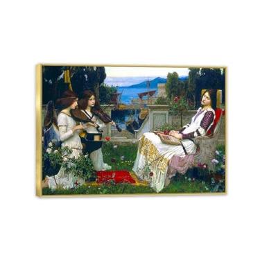 Imagem de SDYJ6GSW Pôster de arte de parede vintage John William Waterhouse Magic Circle Witch Impressão Jason e Medea Imagem para decoração de casa Moldura de 100 x 70 cm (83.8x71.1 cm) pronta para pendurar