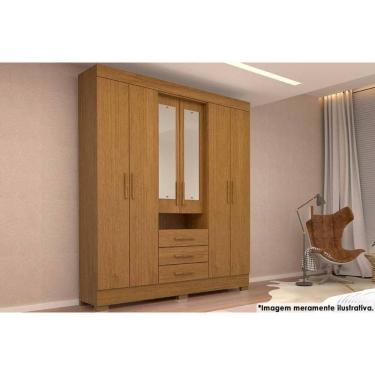 Imagem de Guarda Roupa Casal 6 Portas (2 C/ Espelho) E 3 Gavetas Débora Cinamomo - Acp
