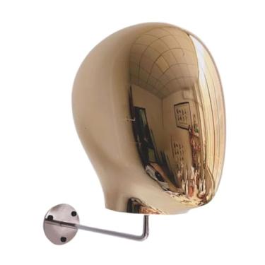 Imagem de harayaa Suporte de parede para cabeça de manequim, suporte para pendurar perucas, cabeça de manequim multifuncional para fones de ouvido, óculos, loja, salão, Ouro