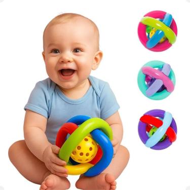Imagem de 2X Bola Com Chocalho Macia Para Bebê Interativa Mordedor