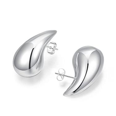 Imagem de Frigotine Brinco de gota de lágrima, brincos de gota d'água para mulheres, moderno, gota, baile, joias, presente, 1.1in, Aço inoxidável, Sem pedra preciosa