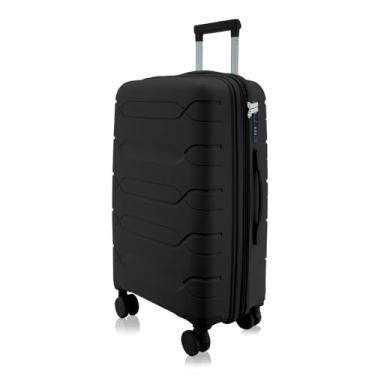 Imagem de Mala de Viagem Média 23kg, Polipropileno Rígido, 4 Rodas Duplas 360º, Trava TSA, Divisória Interna (Preta P1M)