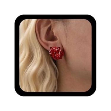 Imagem de Allereyae Brincos de cristal vintage com contas brancas Cz Cluster Brincos de casamento com contas redondas de arroz com contas brilhantes para mulheres, Zinco, Sem pedra preciosa