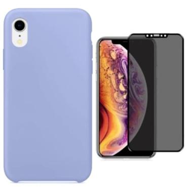 Imagem de Capa Capinha Para iPhone Xr Lilás Aveludada + Película Privacidade