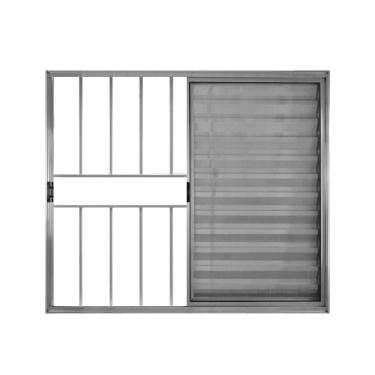 Imagem de Veneziana 3 Folhas De Correr C/grade 1.00 X 1.20 Alumínio Brilhante Linha Modular - Hale