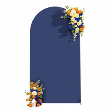 Imagem de Capa de fundo de arco de casamento de 1,88 m, azul marinho, elástico, capa de fundo Chiara para decoração de arco de festa de aniversário de casamento, chá de bebê, banquete (azul marinho)