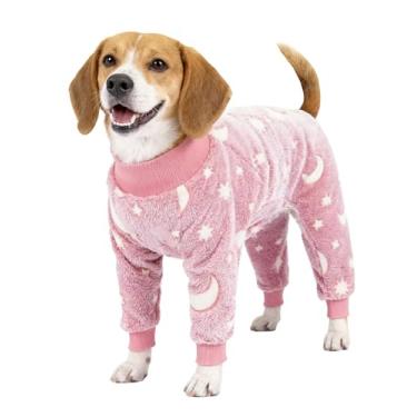 Imagem de GabeFish Pijama aconchegante de pelúcia, pijama de lã para cães, manga comprida macia, macacão fofo de quatro pernas para animais de estimação rosa pequeno