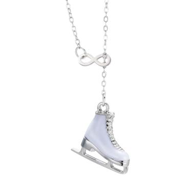 Imagem de TEAMER Colar de patinação no gelo de cristal turquesa 3D, pingente de símbolo do infinito, joia inspiradora para mulheres, 20*18mm, Aço inoxidável, Sem Pedra Preciosa