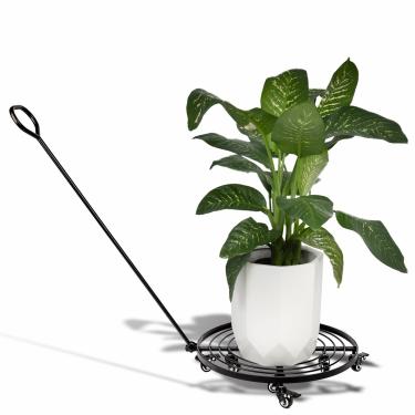 Imagem de Goooxim Carrinho de plantas resistente de 50 cm com rodas – Base de rolamento para uso interno e externo, alça destacável, rodas giratórias de 360°, suporta até 90 kg – ideal para mover vasos grandes
