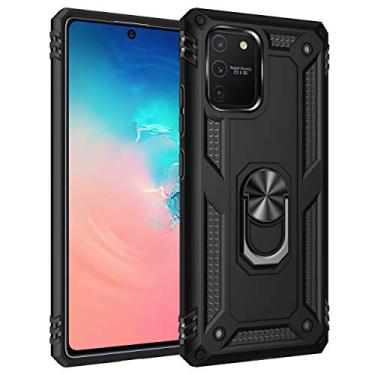 Imagem de SORAKA Capa para Samsung Galaxy S10 Lite com suporte de anel capa protetora para Samsung Galaxy S10 Lite capa traseira de policarbonato rígido com placa de metal para suporte magnético de telefone
