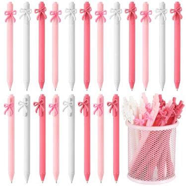 Imagem de Sayglossy 20 canetas esferográficas com laço multicolorido, estética, retrátil, laço e laço preto, borboleta, lembrancinha de festa, presentes para meninas, mulheres, escola, festa de aniversário