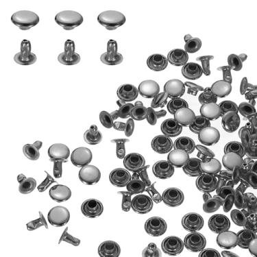 Imagem de HARFINGTON 100 conjuntos de rebites de tampa única de 7 mm de aço carbono cabeça redonda presilhas parafusos de metal tubular para decoração de artesanato de couro, bronze