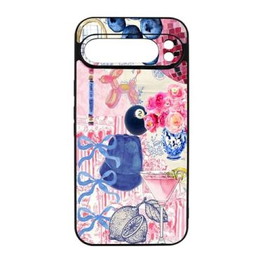 Imagem de qizjio Linda capa de telefone colagem estética à prova de choque protetora moderna capa de telefone para Google Pixel 9 Pro XL