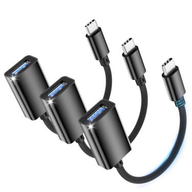 Imagem de bakibo Adaptador USB C para USB 3.0 [pacote com 3], cabo USB fêmea para USBC macho OTG adaptador Thunderbolt 3 para tipo C compatível com i-Phone 16 15 Pro Max, Mac-Book Pro/Air, S25/S24/S23, preto