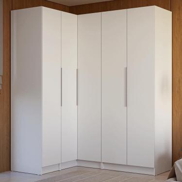 Imagem de Guarda-roupa Modulado De Canto 310 Cm 5 Portas 2 Gavetas Branco Neo Madesa 01