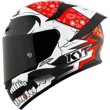 Imagem de Capacete KYT TT Course Pirate Preto Branco e Vermelho, 58