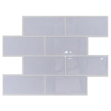 Imagem de Pastilha Adesiva Resinada Metrô Lavanda com Rejunte Branco - 38,5cm x 