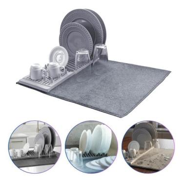 Imagem de Escorredor Louças Com Tapete Microfibra Alta Absorção Pia - Powermaid