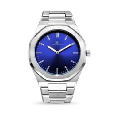 Imagem de Relógio masculino Hudson Blue Silver metal prata fundo azul Saint Germain-Masculino
