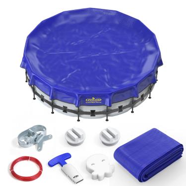 Imagem de Cobertura de piscina de inverno redonda de 6,4 m para piscinas acima do solo Proteção fora da temporada, cobertura resistente aos raios UV para piscina Preparação para o inverno