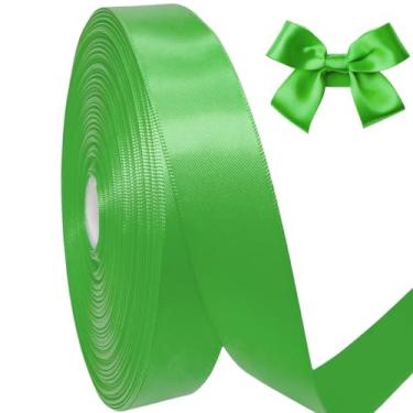 Imagem de AEVORA Fita de cetim dupla face de 9,5 cm, fita de embrulho de presente 50 metros para buquês de flores, embrulho de artesanato de Natal, faixas de cabelo, costura de casamento (verde 579)