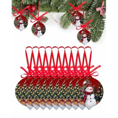 Imagem de Ornamentos de Natal, boneco de neve, árvore para presentes de veado de Natal, bola de luz, vermelho, enfeites decorativos para pendurar, 10 peças