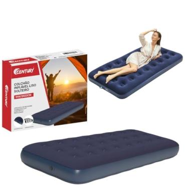 Imagem de Colchão Inflável Solteiro para Camping, Azul, Portátil, Tamanho Individual