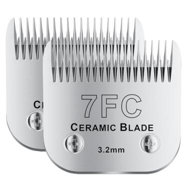 Imagem de colorski Lâmina de cerâmica destacável para cães de estimação 7FC, compatível com Andis Size 7FC, comprimento de corte 1/8" (3,2 mm), compatível com cortadores de cachorro andis/wahl/Oster 2 peças
