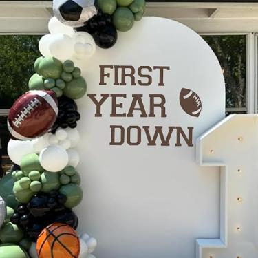 Imagem de GIOGUK First Year Down Decal - Football Themed First Birthday Party Decorations Wall Decal, Sports Themed 1st Birthday Party Supplies Stickers, Football Sign Balloon Arch, Party Backdrop Wall Stickers