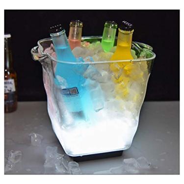 Imagem de AKALNNB Balde de gelo Balde de gelo, balde de gelo, refrigerador de champanhe, barra de bebidas, balde de gelo colorido de 5L, balde refrigerador, barril de champanhe, transparente, isolamento de