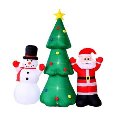 Imagem de Fancyes Decorações infláveis ​​de Natal, boneco de neve e conjunto de árvore de Natal, brinquedo inflável de 220 cm, exibição de feriado para jardim de