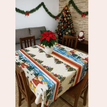 Imagem de Toalha de Mesa Natal Retangular 8 lugares 145x205cm Algodão Poliester 