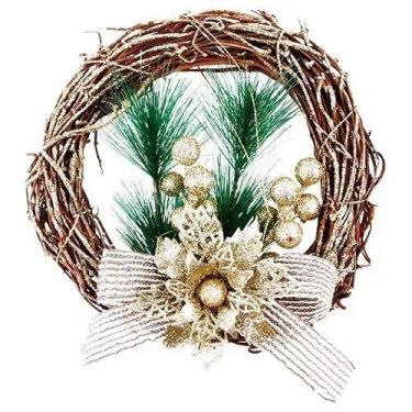 Imagem de Guirlanda Decorada Enfeite De Natal Para Porta Golden