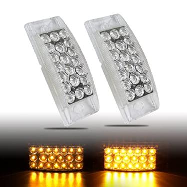 Imagem de TMH 2 peças de lente transparente de 15 cm, luz âmbar com refletores, 20 luzes de sinalização de reboque de LED, duas etapas, ajuste brilhante para caminhonete RV, SUV, ATV, caminhões, lanternas