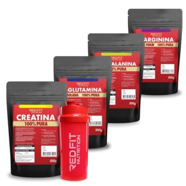 Imagem de Creatina 500g L-Glutamina 500g L-Arginina 500g Beta-Alanina 500g - 100% Puras Importadas - Red Fit Nutrition