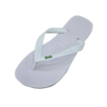 Imagem de Chinelo Havaianas Brasil 4000 Bandeirinha - Modelo Tradicional, Branco