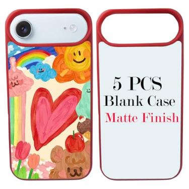 Imagem de JUSTRY 5 peças de capa de telefone em branco sublimação capas compatíveis com iPhone Air, fácil de sublimar DIY 2 em 1 capa 2D de borracha macia para impressão + inserção fosca atacado pacote