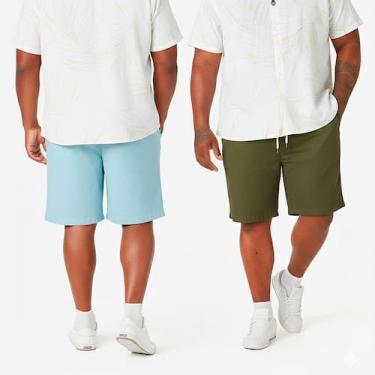 Imagem de Kit 2 Bermuda Plus Size Linho Masculina Mauricinho Casual G1 ao G4 Cur