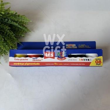 Imagem de Tinta Guache em Pote - 6 Cores de 15ml cada, 1 Pincel e 1 Mistudador -