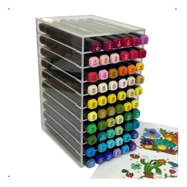 Imagem de Nicho Organizador Para 60 Canetinhas Touch Cores Em Acrílico - Akria