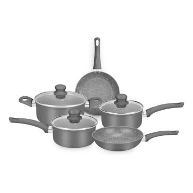 Imagem de Jogo de Panelas Serena 5 Peças Ceramic Flon Preto 8567 - MTA